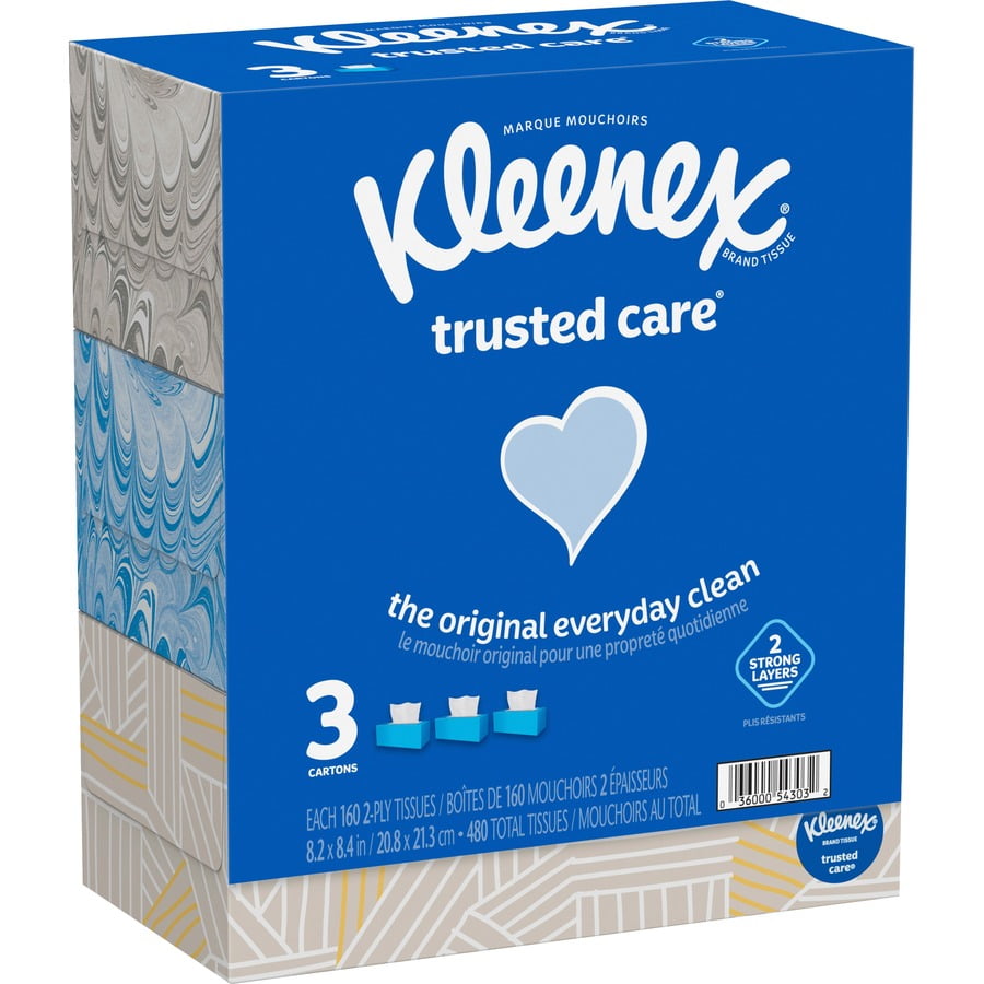 On-The-Go Travel 16 Packs 160 Tissues Kleenex Trusted Care 3-PLY Facial Tissue 