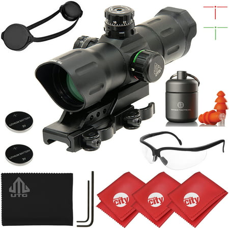 UTG 6in 1x39 ITA Red/Green CQB T-Dot Rifle Sight w/ Offset QD Mount + Ear Plugs + Shooting Glasses