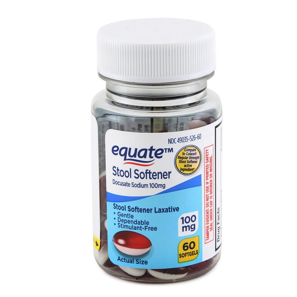 Equate Stool Softener Laxative Softgels for Constipation, 60 Count