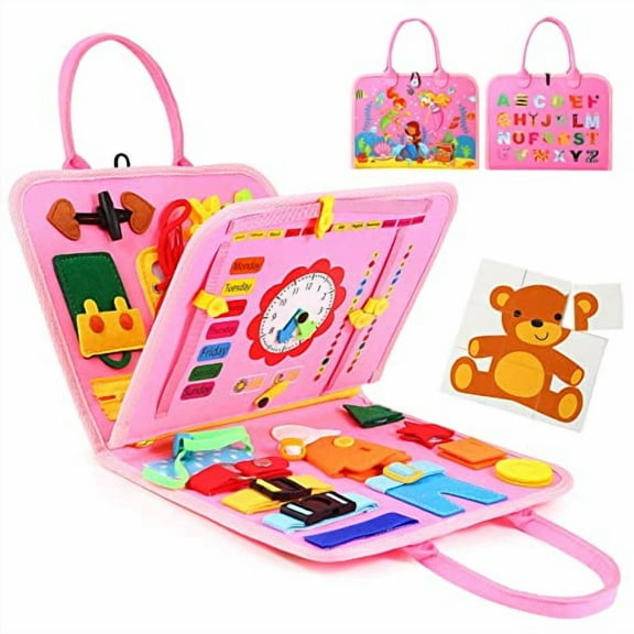 Busy Board for 1 Year Old,Montessori Sensory Toys for Toddlers 1-3,Fine Motor Learning Activities,Toddler Travel Toys,Birthday Gifts for Baby Boy or Girl