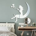 thumbnail image 5 of Xloro 3D Wall Sticker Acrylic Wall Decor Fairy on Moon Beauty Blowing Heart Removable Self-Adhesive Wall Decal for Bedroom Living Room Home Decoration (1Pc 7.47"x7.87"), 5 of 5