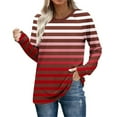 thumbnail image 2 of LIaqionyy Womens Striped Shirt Long Sleeve Crewneck Fall Outfits Casual Loose T Shirts Tunic Tops Fashion Clothes, 2 of 7