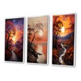thumbnail image 3 of Designart "Sunset Sunset Reverie Painting I" Floral Framed Wall Art Set Of 3 - Yellow Sunrisesunset Frame Gallery Set For Office Decor, 3 of 7