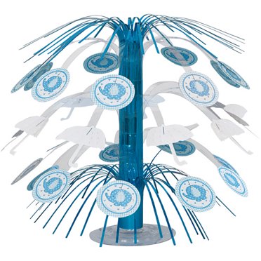 Cute Baby Elephant Centerpiece Sticks For Baby Showers – Blue & Gray, Set Of 3