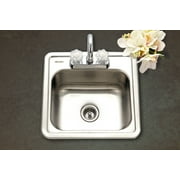 Houzer 1515-6BS-1 15" x 15" Stainless Steel Topmount 2-Hole Single Bowl Bar/Prep Sink