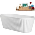 thumbnail image 3 of 63" Streamline B-456-195-CH Soaking Matte White Freestanding Tub and Tray With Internal Drain in Polished Chrome, 3 of 8