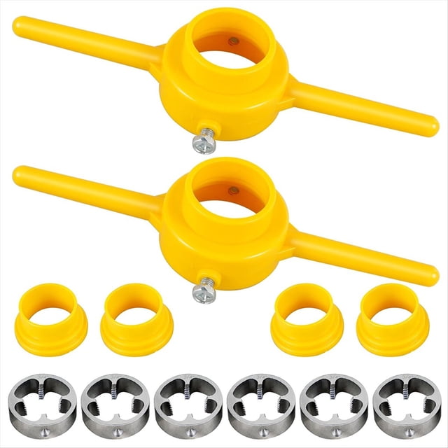 Juego de 12 herramientas para roscar tuberías de PVC, reutilizables, redondas, con troqueles de 1/2", 3/4" y 1".