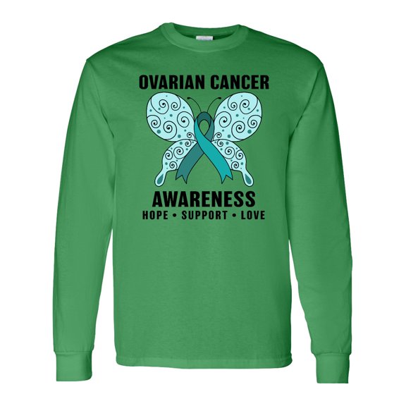 Inktastic Ovarian Cancer Awareness Hope Support and Love Long Sleeve T-Shirt