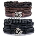 thumbnail image 1 of Pulseras de árbol de la vida de cuero genuino para hombres y mujeres, ojo de tigre, piedra natural, cuentas de roca de lava, pulseras elásticas tribales étnicas, 1 of 5