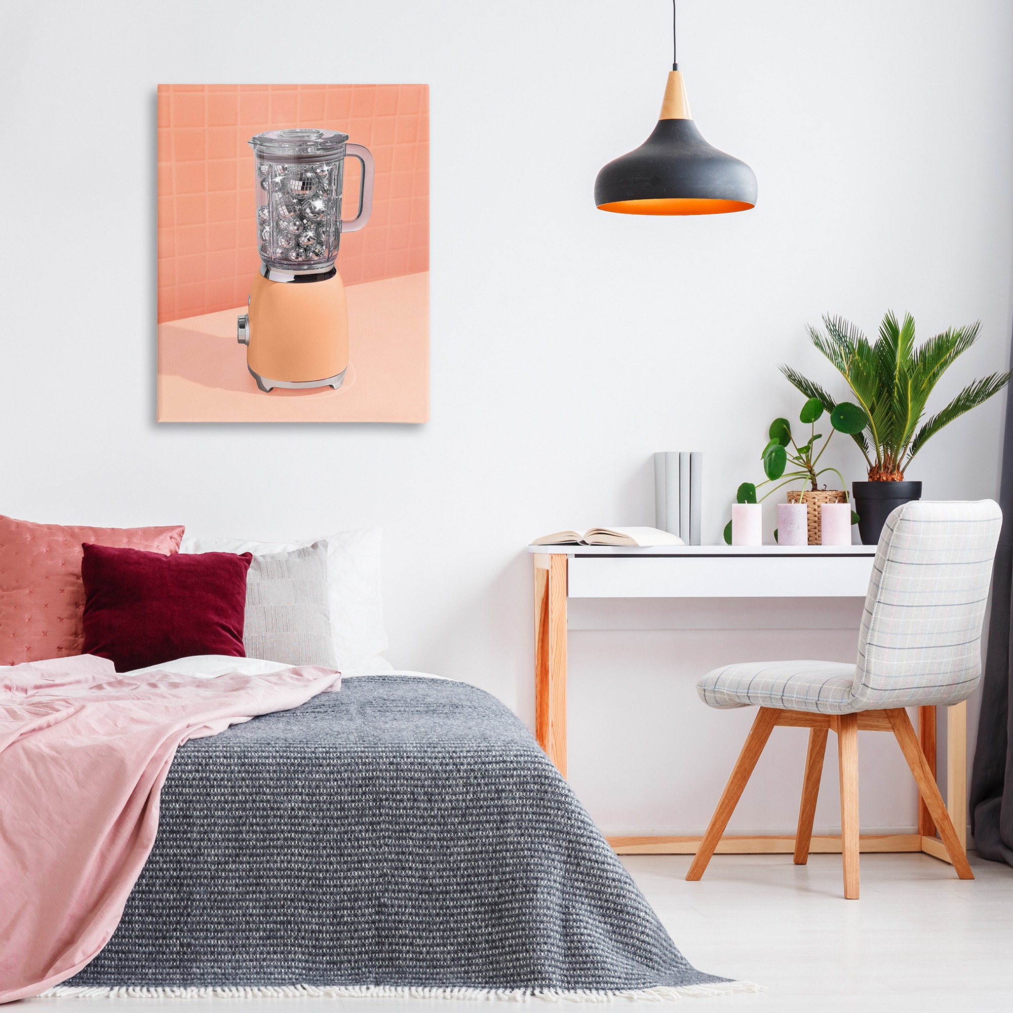 Orange Retro Disco Blender Canvas Wall Art, design by LISH Creative