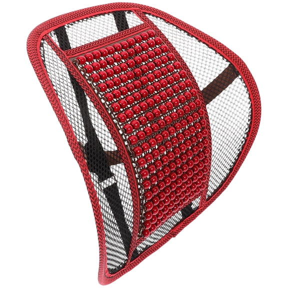 FRCOLOR 1Set Lumbar Support Pad for Car Wooden Bead Back Pain Relief Drivers Summer Use 16.90X16.11X0.39in
