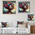thumbnail image 4 of Designart "Woman with Floral Spiritual Heritage Portrait" People Wall Art - Global Brown African American Art Entryway Wall Art, 4 of 6