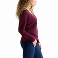 thumbnail image 2 of Lucky Brand Women's V-Neck Knit Sweater - Long Sleeve Relaxed Fit - Midweight (X-Small, Maron), 2 of 4