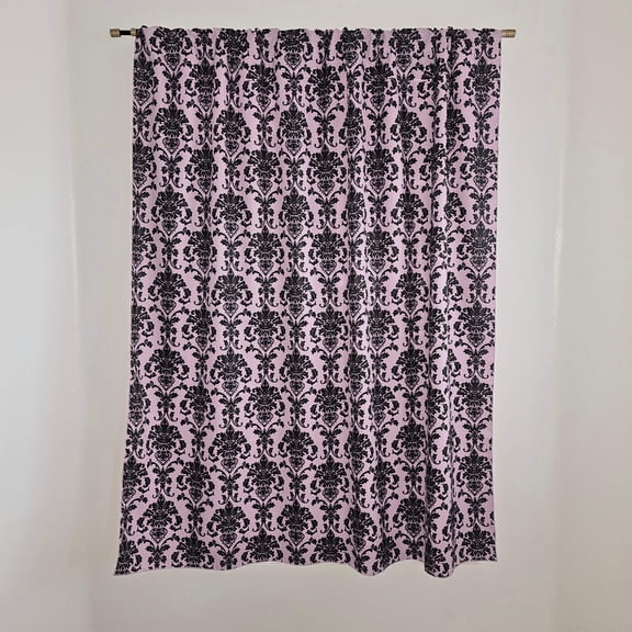 Poplin Damask Print Polyester Window Curtain 58 Inch Wide Baby Pink