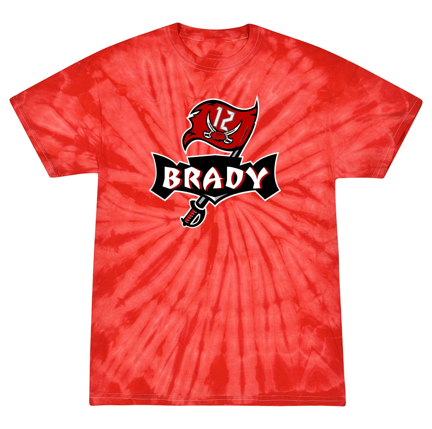 TIE-DYE RED Buccaneers Tom Brady Logo T-shirt ADULT