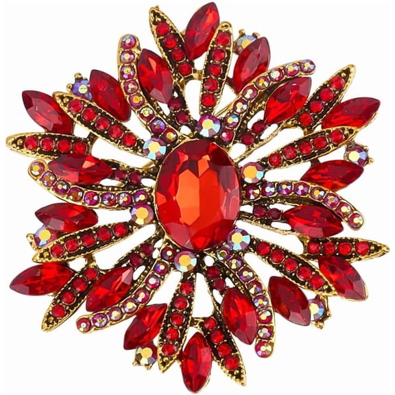 Sunflower Brooch Pin Blue Red Rhinestone Flower Brooches and Pins for Scarf Decoration Corsage Cloth Pin Bouquets Lapels Brooch for Women