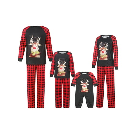 

FSDJHSDH Parent-Child Christmas Pajamas Set Long Sleeve Adults Kids Nightwear Sleepsuit Loungewear