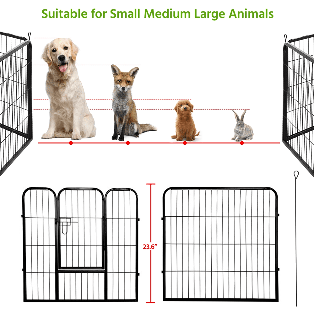 Yaheetech 24"H 24 Panels Heavy Duty Pet Playpen Dog Exercise Pen Cat Fence,Black