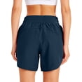 thumbnail image 2 of 5" Athletic Running Shorts for Women with Zipper Pocket Quick Dry High Waisted Gym Workout Shorts with Liner navy blue XXL, 2 of 6