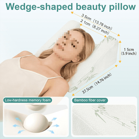 Facelift/Rhinoplasty Recovery Pillow, Best Pillow for After Face Lift Surgery, Facial Surgery Memory Foam Support Back Sleeping Training Pillows, Post Hair Transplant Pillows with Bamboo Cover