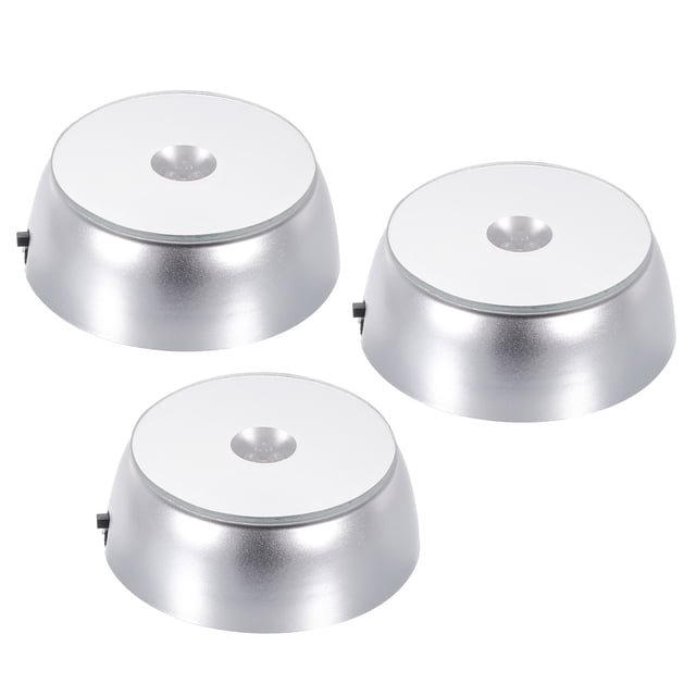 Soportes de base de exhibición LED de cristal Uxcell 85x70x30mm alimentados por 3 baterías AA luz blanca paquete de 3