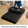 thumbnail image 4 of Floor Mattress, 100% High Density Comfortable Foam, 4" Thicken Foldable Mattress Tatami Mat Sleeping Pad, Ideal for Comfort and Support, Kids Floor Lounger Camping Bed Sofa, Black, Queen, 4 of 7