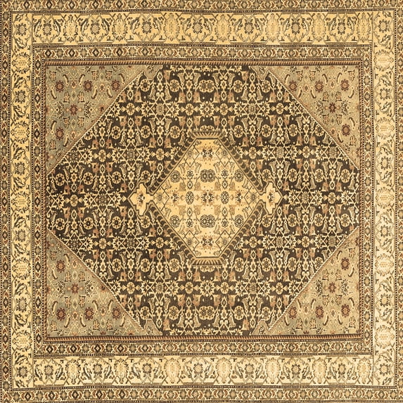 Ahgly Company Indoor Square Persian Brown Traditional Area Rugs, 7' Square