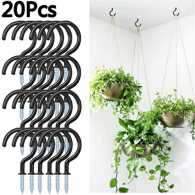 Elbourn 20Pcs 2inch Ceiling Hooks,Plant Hooks, Vinyl Coated Screw-in Wall  Hooks for Hanging Outdoor Plants String Lights, etc 