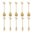 thumbnail image 3 of 20 Cuchara + 20 Tenedores Hoja de Acero Inoxidable Cuchara para Pastel de Café Tenedor Cucharas Dorado, 3 of 5