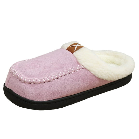 Chenyee Suede House Slippers for Women Slip on Furry Lined Indoor Outdoor Non Slip Walking Shoes