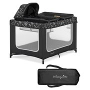 Dream on Me Emily Rose Deluxe Playard with Changing Tray and Infant Bassinet, Black, Unisex