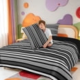 thumbnail image 4 of Erosebridal Minimalist Striped Full Size Comforter Sets,Stripes Art Bedding Comforter Set,Black Reversible,3 Pieces,1 Comforter and 2 Pillowcases, 4 of 7
