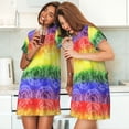 thumbnail image 4 of Balery Colorful Tie Dye Camisón de manga corta con cuello redondo para mujer, cómodo y elegante., 4 of 6