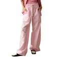 thumbnail image 1 of Striped Loose Pants Chic Fashion Women Elastic Band Drawstring Straight Leg Trousers, 1 of 7