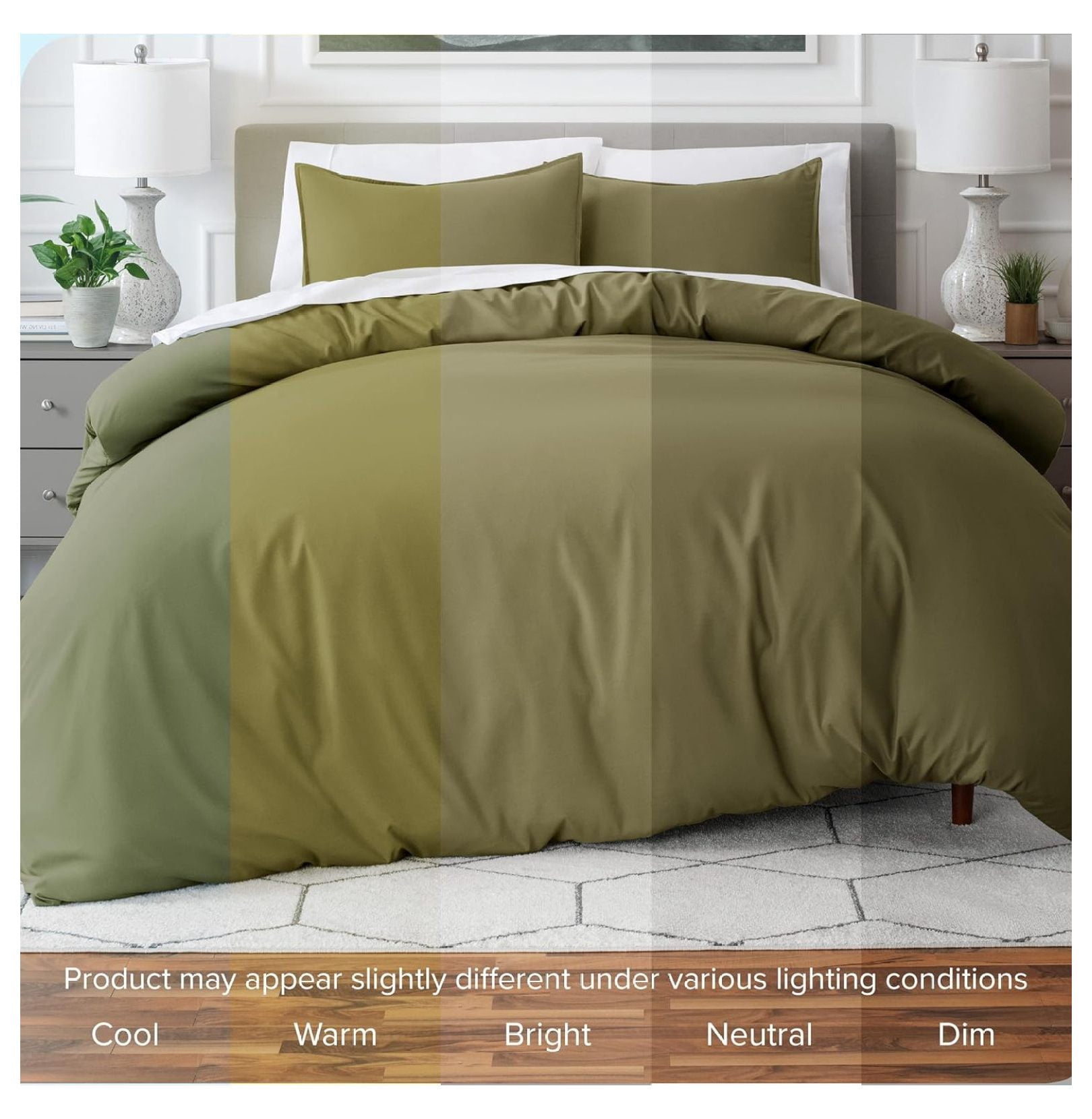 Bedding Duvet Cover King Size - Premium 1800 Super Soft Collection - Lightweight, Cooling - Soft Breathable Bedding Duvet Cover (King, Olive)