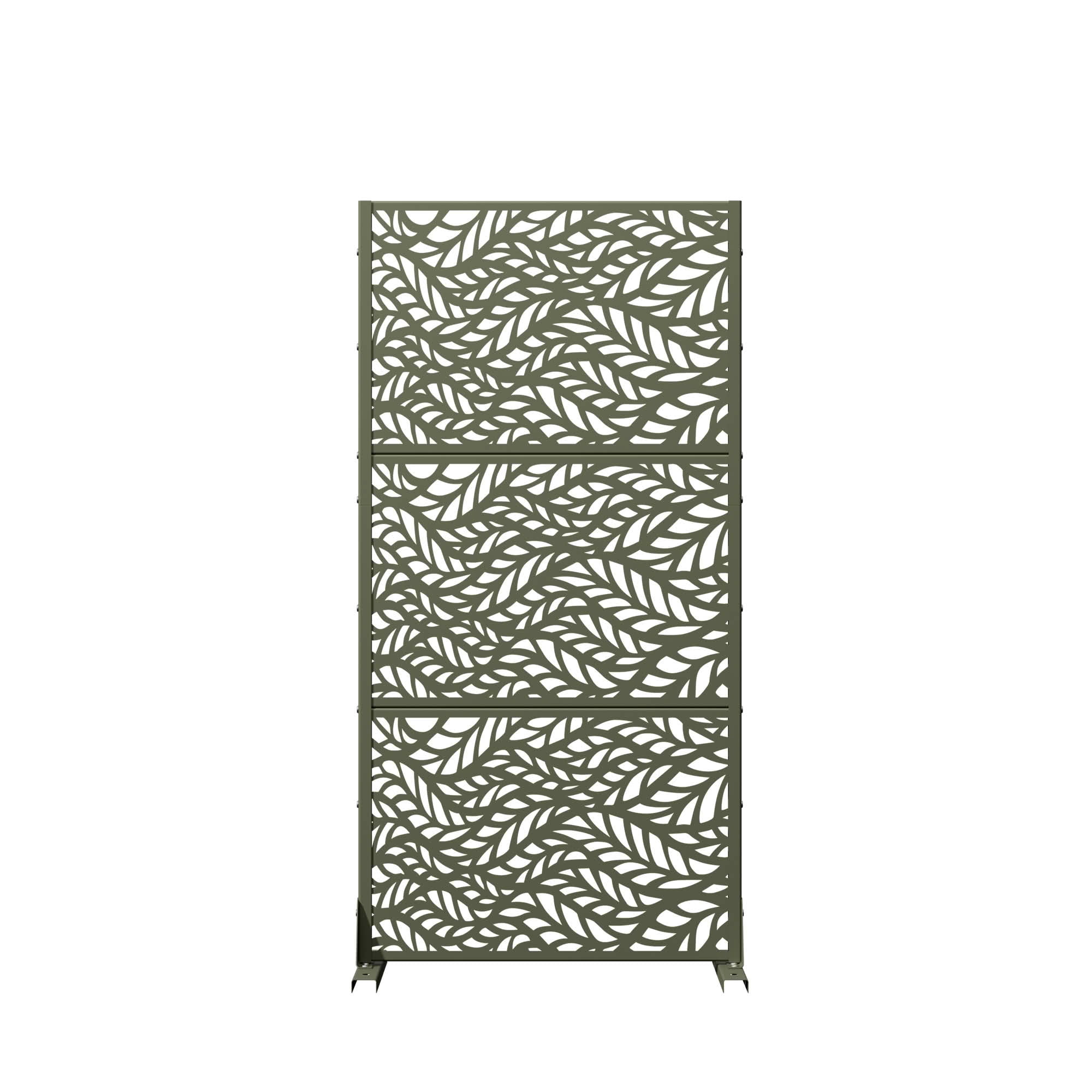 MAYEERTY Olive Grey Rectangular Galvanized Metal Privacy Screen, Outdoor Garden Patio, 59×30×16in, 3 Panels