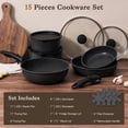 thumbnail image 2 of Soday 15 Pcs Pots and Pans Set Removable Handle Cookware Cooking Nonstick Cookware Oven Safe, Black, 2 of 8