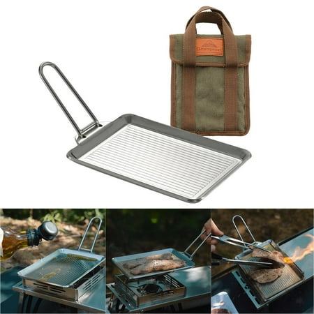 

Camping Frying Pan With Storage Bag For Backpacking Hiking Stainless Steel