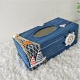 thumbnail image 4 of 1PC Mediterranean Decorative Tissue Box Wooden Crafts Storage Box Home Desktop Decoration (Blue Rudder), 4 of 6