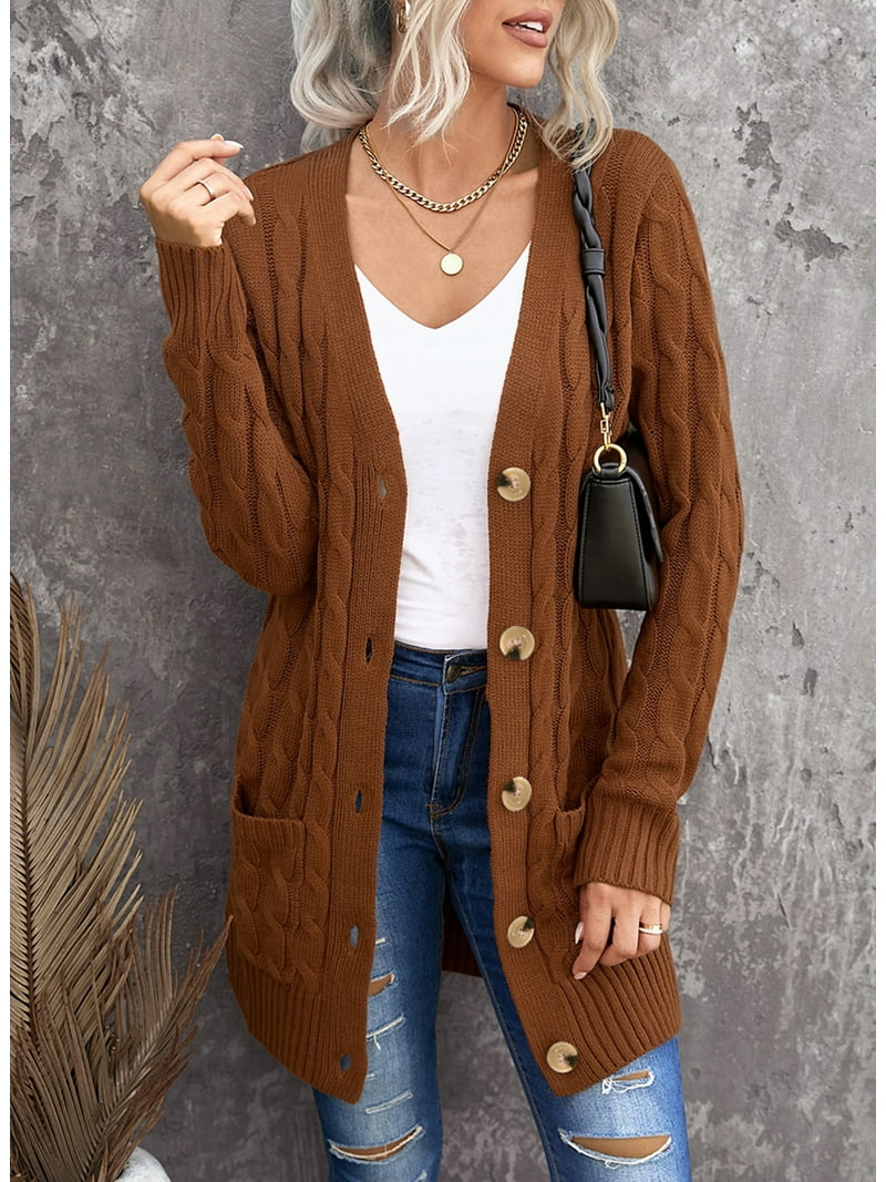 Dokotoo Womens Lightweight Open Front Long Cardigan Sweaters, Plus