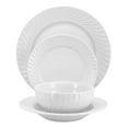 thumbnail image 2 of Elama Julia 16 Piece Scalloped Double Bowl Porcelain Dinnerware Set in White, 2 of 8