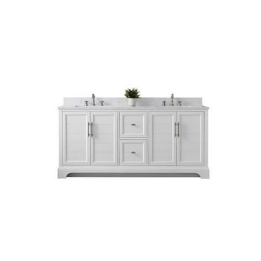 72 x 22 x 34 in. Double Sink Bathroom Vanity with Quartz Top & Backsplash, White