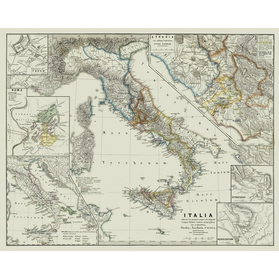 Historic Map - Italy Ancient - Spruner 1865 - Vintage Wall Art