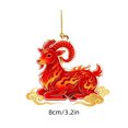 thumbnail image 3 of Edgtyos Christmas Red Goats Ornament, 3.2"x3.2" 2D Acrylic with Gold Cord Goats Hanging Sign Car Rear View Mirror Accessories, Xmas Gift for Family, 3 of 6
