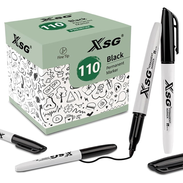 fafa-Permanent Markers,110Packs Black Permanent Marker,Fine Point,Waterproof, Smooth WritingQuick Drying Permanent Markers,Suitable For Glass, Cartons, Ceramics Plastic And Other Office Scenes