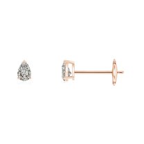 ANGARA Natural Diamond Solitaire Stud Earrings in 14K Rose Gold for Women (Size-3x2mm| Color-K| Clarity-I3) | April Birthstone, Anniversary, Jewelry Gift for Women | Natural Diamond Earrings