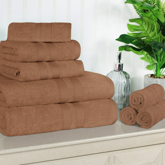 BNM Ultra-Soft Cotton 8 Piece Assorted Towel Set, Black, Chocolate