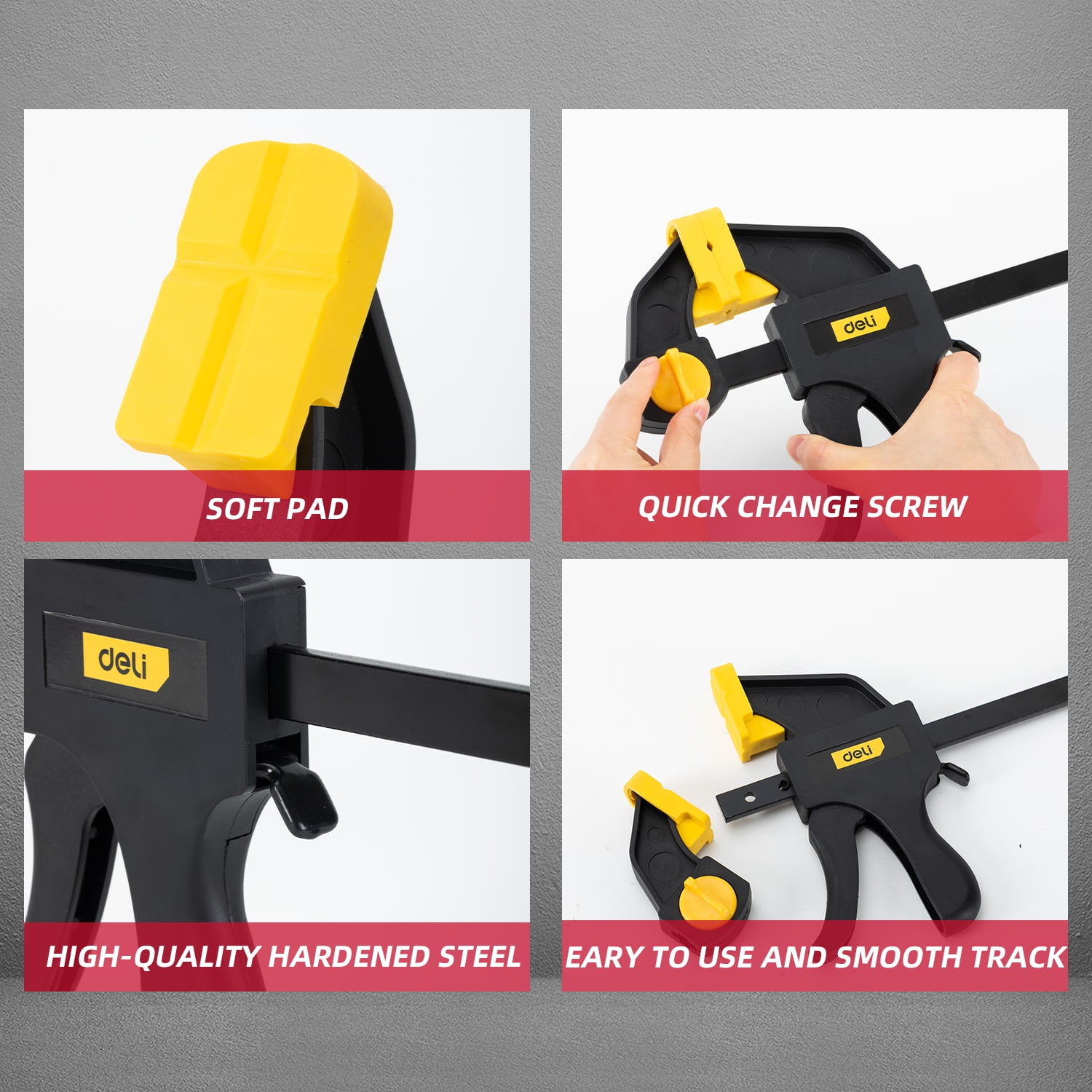 Deli Plastic and Steel 12'' Bar Clamp, 4 Pack