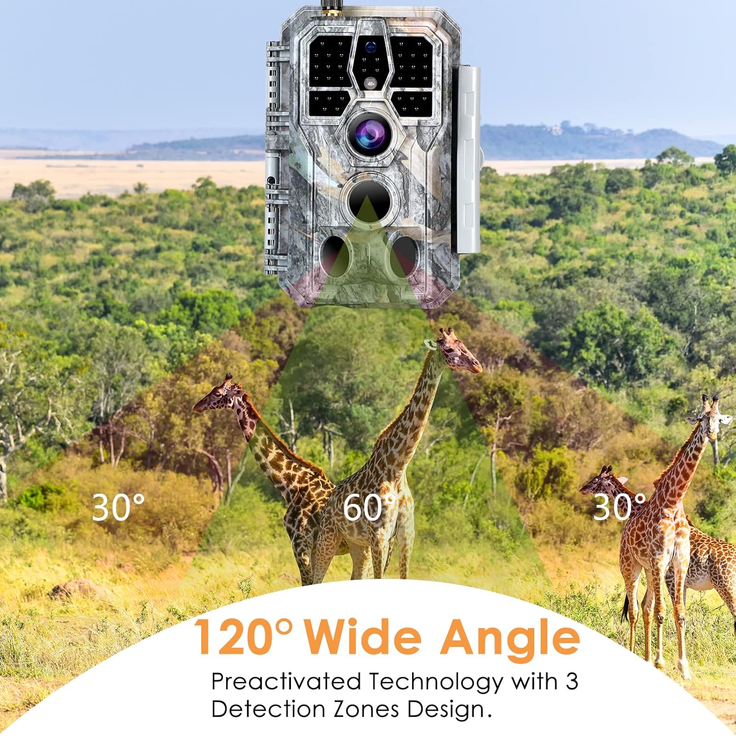 BLAZEVIDEO WiFi Game & Trail Camera 64MP 1296P, Night Vision 0.1s Trigger Time Waterproof IP66 Motion Activated, App Controll Send Picture to Cell Phone for Hunting Wildlife, Home Surveillance