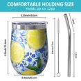 thumbnail image 5 of 12oz Stemless Wine Tumblers Lemon Vacuum Insulated Stainless Steel Travel Tumbler Cups Mug with Lid and Straw for Champaign,Cocktail,Beer with Cleaning Brush, 5 of 5